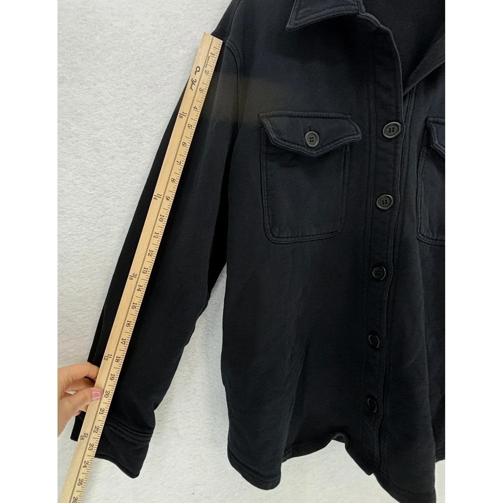 GOOD AMERICAN Black Shacket 3/4 L XL Oversized Button Front Shirt Jacket